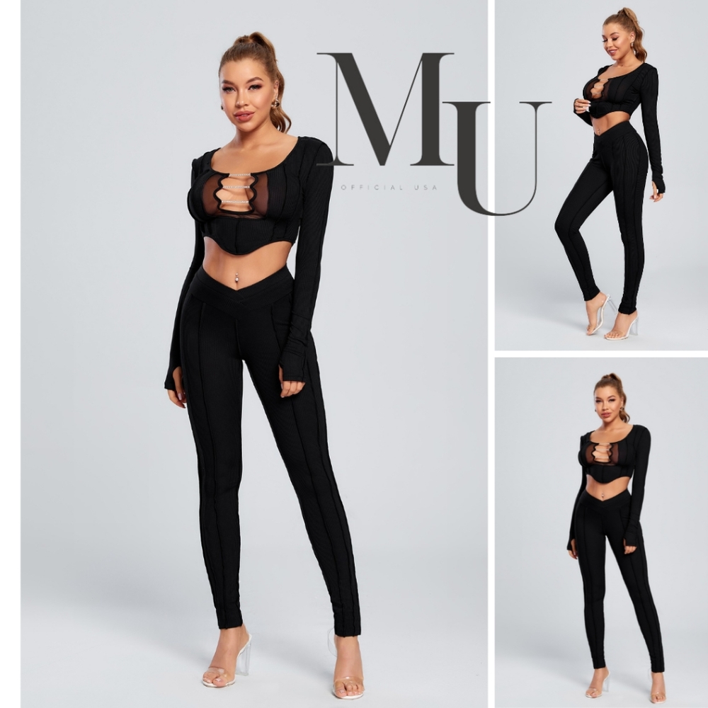 🖤Bright Diamond Black Rhinestone Chain 2-Piece Set💠
